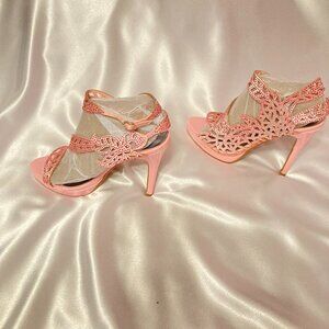 Marichi Mani Rhinestone Pink Open Toe Heels